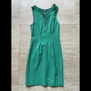 Aiko Mullen Mesh‎ Trim Green Mini Dress Size XS